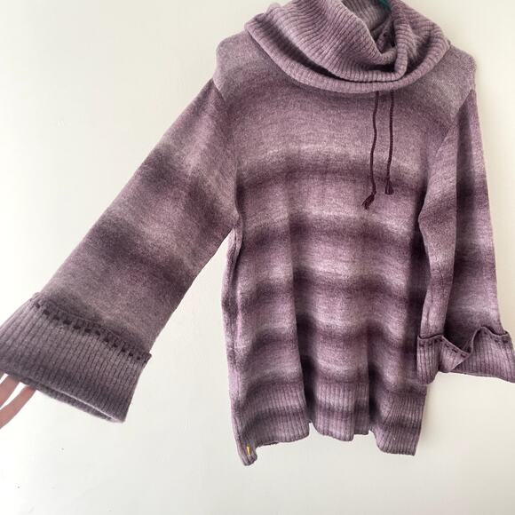 Y2K Ombre Purple Cowl Neck Sweater Tunic Wool Blend Size L Cozy Grunge Lole - Picture 5 of 10